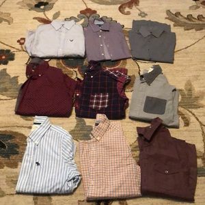 9 long sleeve button down men shirts lot small